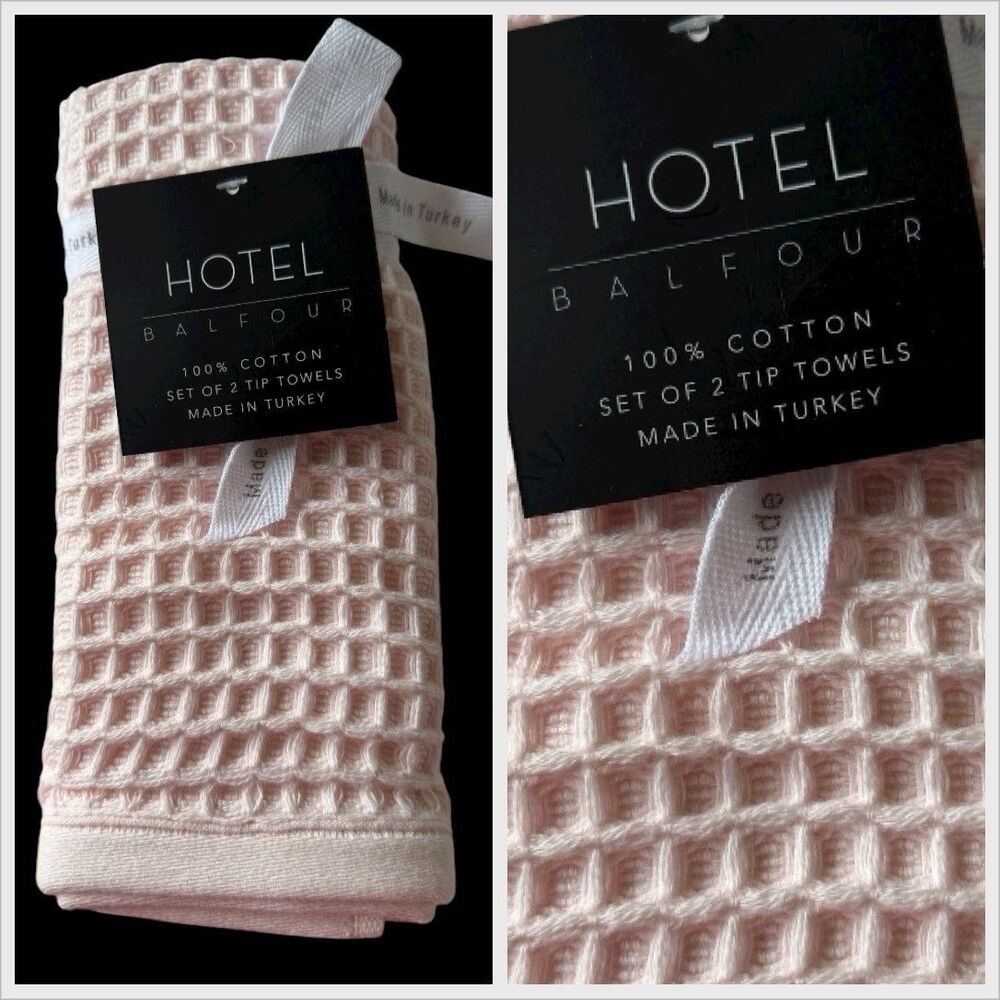 Hotel Balfour Fingertip Baby Pink Towels Set Of 2 Cotton 12X18 Made in Turkey